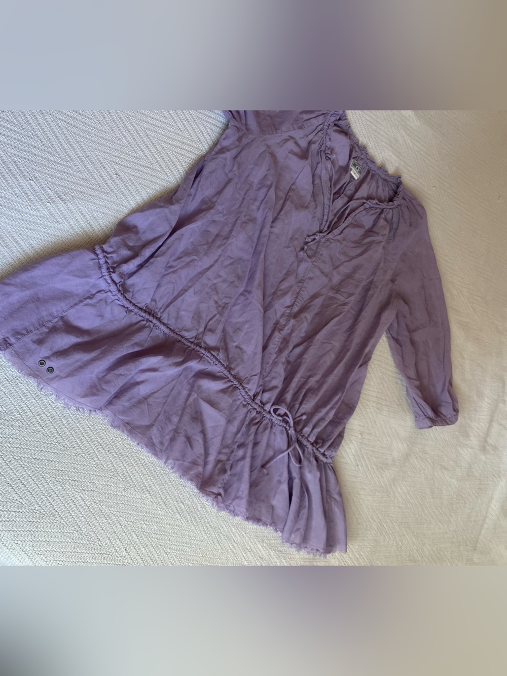 Y2K Converse Lavender Peasant Top - Lightweight Ruffle Waist size XL
